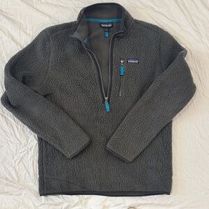 Patagonia Charcoal Fleece Jacket with Teal Accents